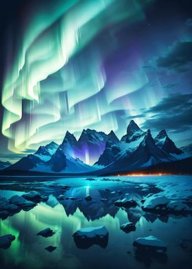 Rocks by Northern Lights