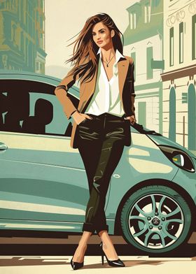 Fashion woman Smart car