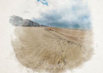 Empty beach in autumn