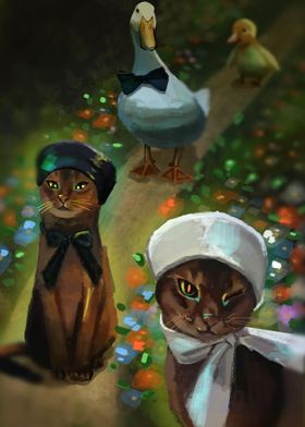 cat and goose tea party