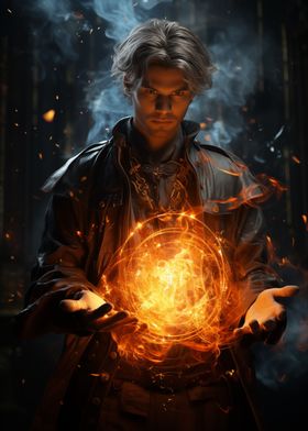 Wizard conjuring spell