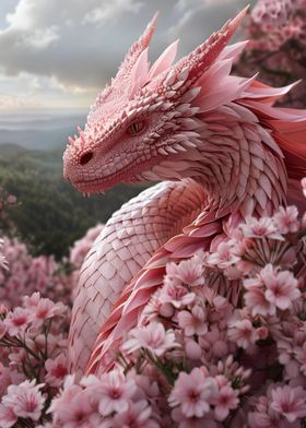 Asian Blossom Dragon Art