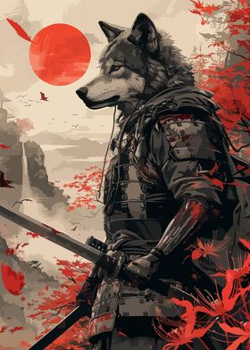 samurai wolf Calligraphy