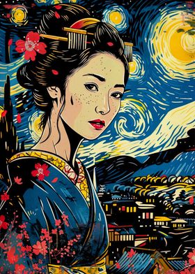 geisha japanese vangogh 