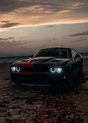 Dodge Challenger at Sunset