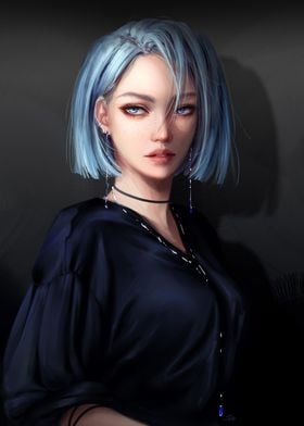 Blue hair anime girl