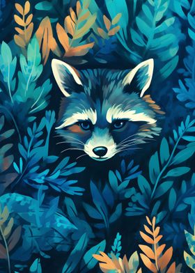 Wild raccoon floral