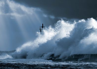 Storm Waves Over Lighthous