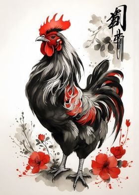 Rooster Chicken Japan Art