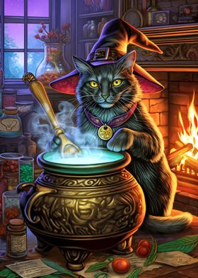 Witch Cat Cauldron