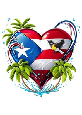 Boricua Puerto Rico Heart