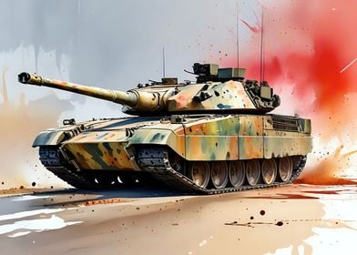 Military Tank Watercolor