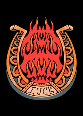 flaming luck tattoo