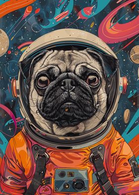 Animal Pug Astronaut Space