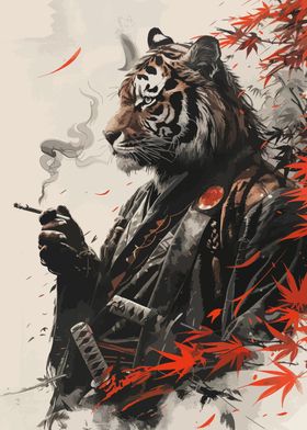 tiger samurai Calligraphy