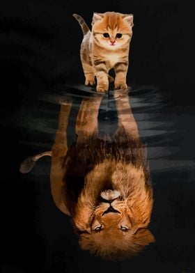 Cat Reflection Lion