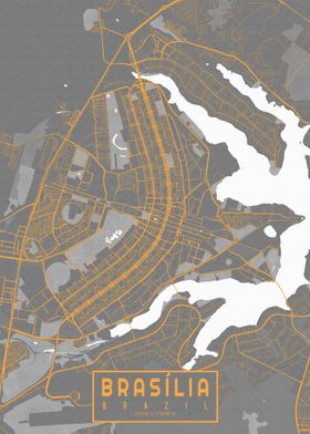 Brasilia City Map Bauhaus