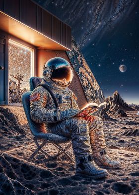 Book Lover Astronaut Mars