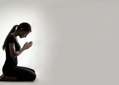 Silhouette woman yoga pray