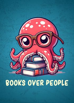 Book Nerd Octopus Reading