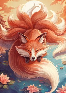 Sunset Nine Tailed Fox