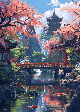 Asian Zen Garden Pixel Art
