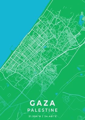Gaza Palestine Map Poster