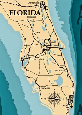 Stylized map of Florida 