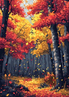 Autumn Trees Pixel Art