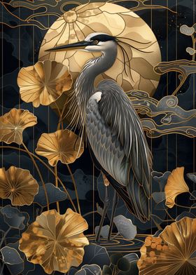 Heron Kintsugi Art