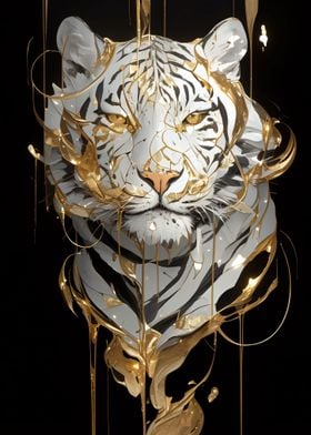 white tiger kintsugi art