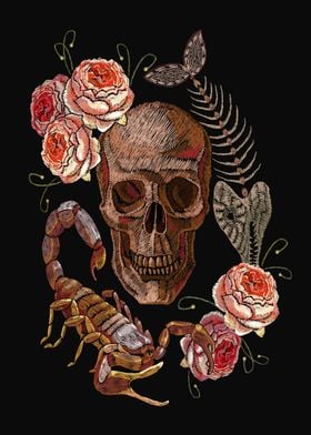 flower skull art