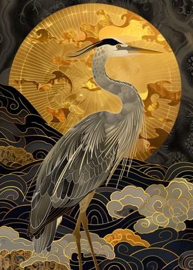 Heron Kintsugi Art