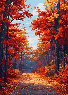 Autumn Nature Pixel Art