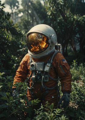 astronaut landscape forest