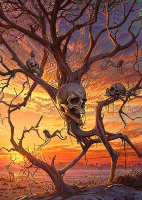 Tree Branch Skull Animals