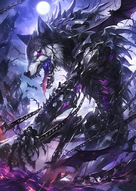 Purple Anime Skeleton Wolf