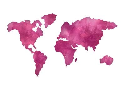 Pink watercolor map