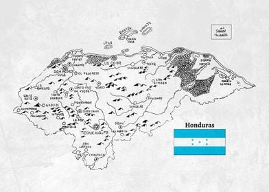 Handdrawn Honduras Map