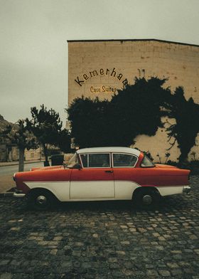 vintage car and road