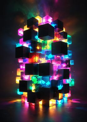 glowing colorful cubes