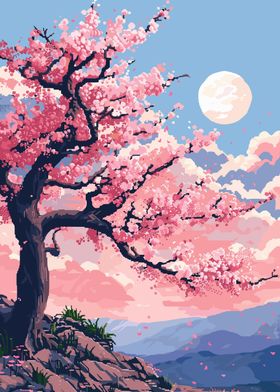 Cherry Blossom Pixel Art