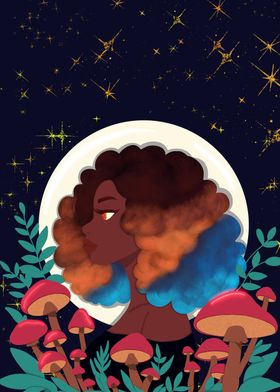 Moonlit Woman and Mushroom