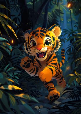 Cute Baby Tiger In Jungle