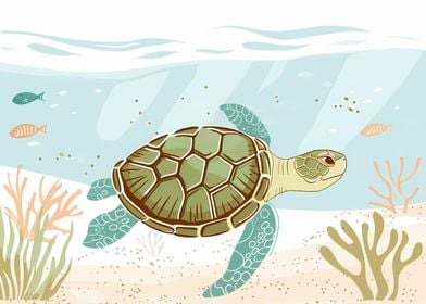 Minimalist Sea Turtle