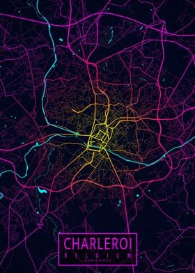 Charleroi City Map Neon