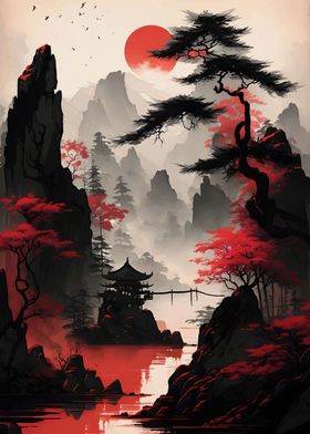 Japan Landscape Watercolor