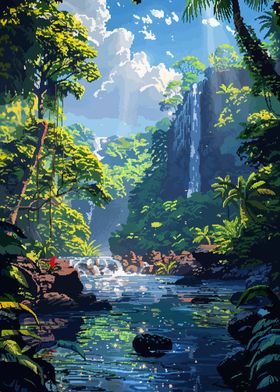 Hawaii Forest Pixel Art