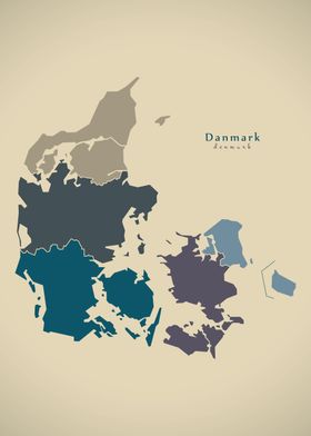 Denmark with regions map