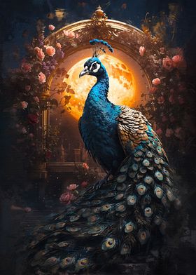 A Peacock in Moonlight